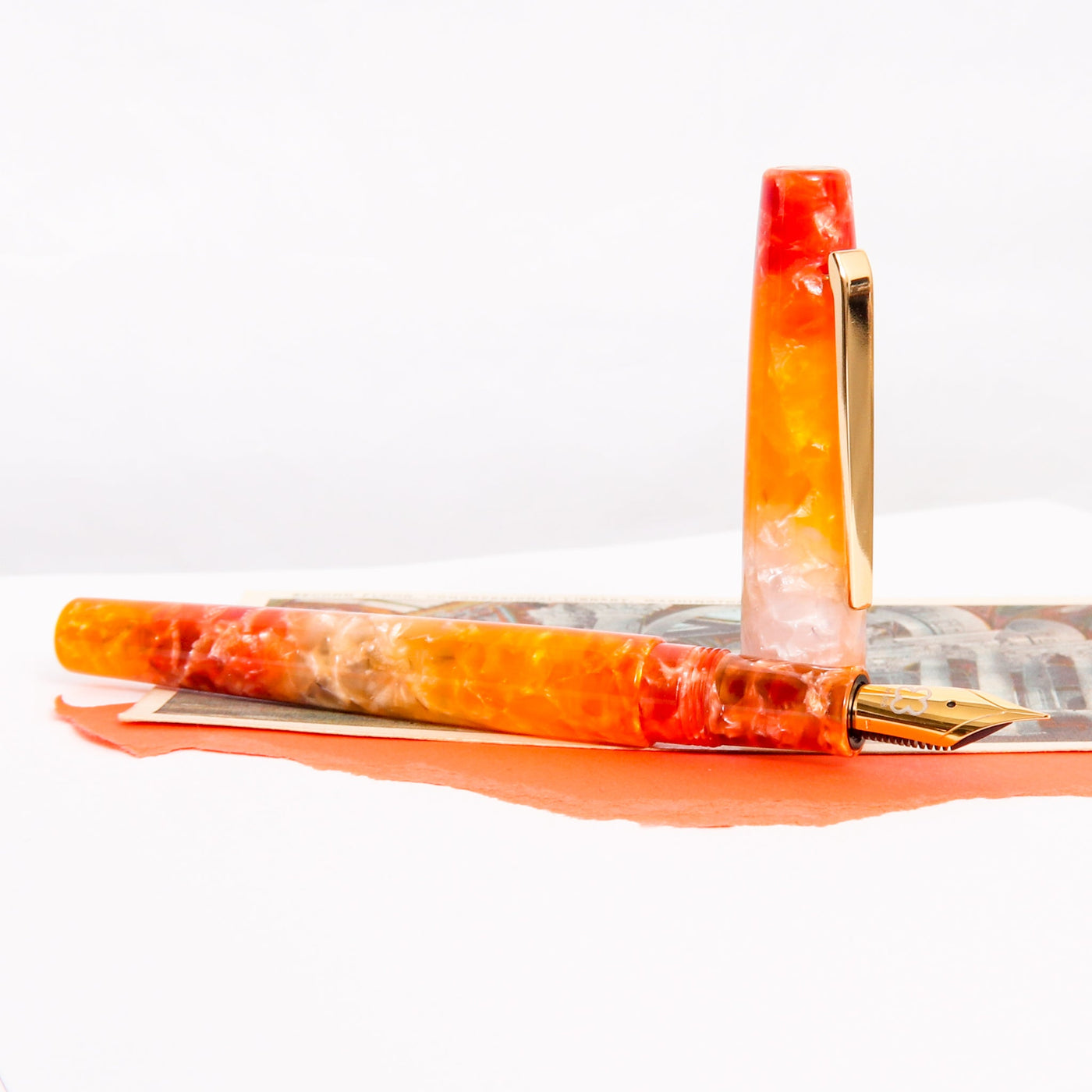 Esterbrook Camden Oktoberfest Gold Fountain Pen Orange With Gold Trim