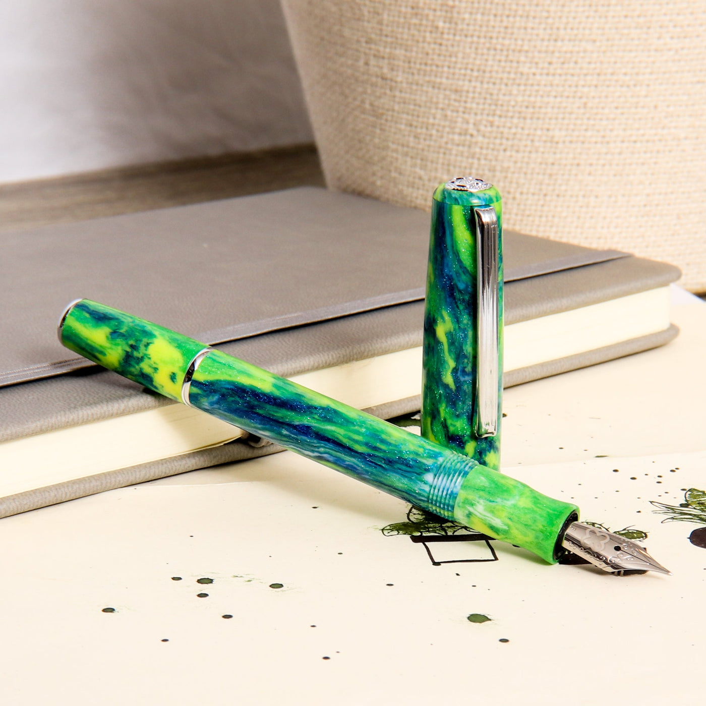 Esterbrook JR Beleza Chrome Trim Fountain Pen Uncapped