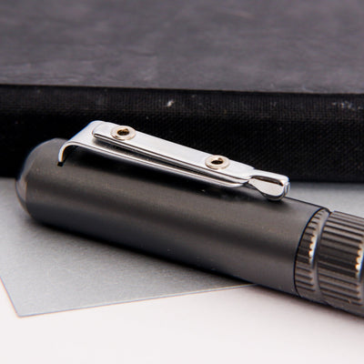 Giuliano Mazzuoli Officina End Mill Gunmetal Ballpoint Pen Clip Details