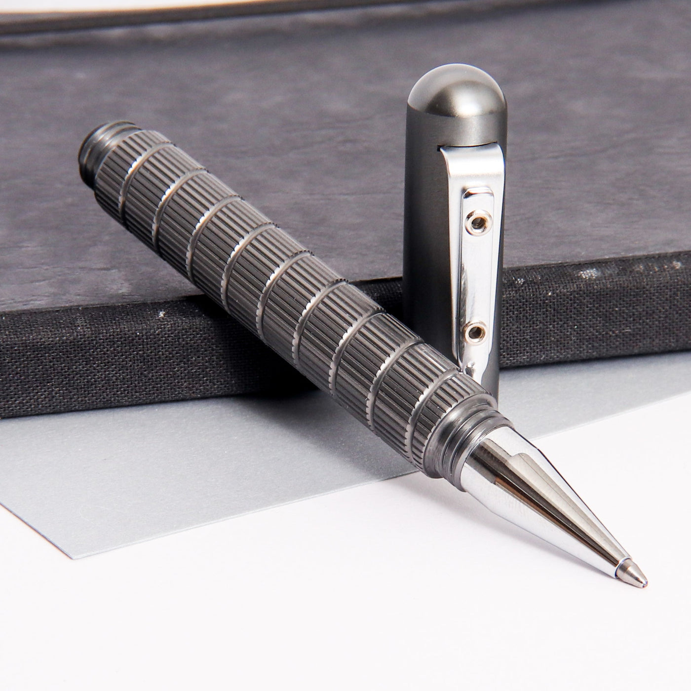 Giuliano Mazzuoli Officina End Mill Gunmetal Ballpoint Pen Uncapped