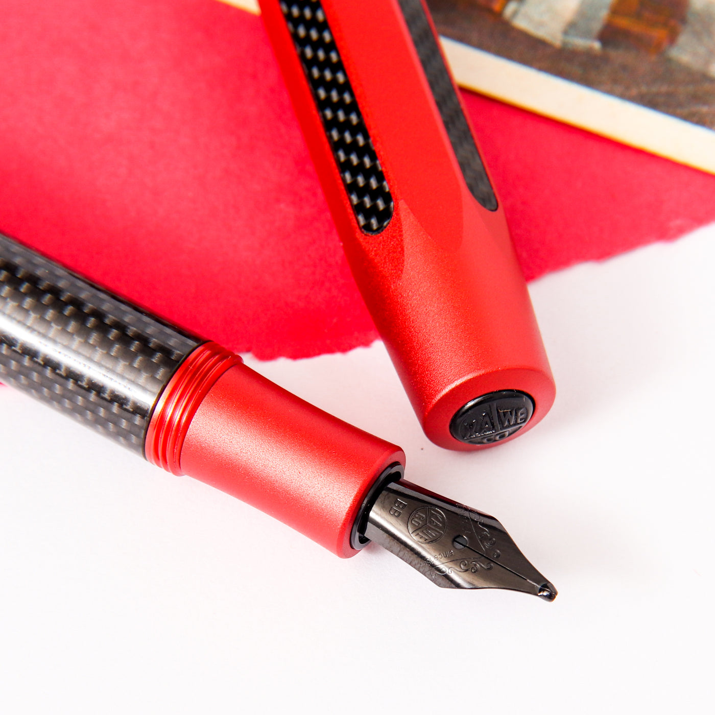 Kaweco AC Sport Red Fountain Pen Black Stainless Steel Nib
