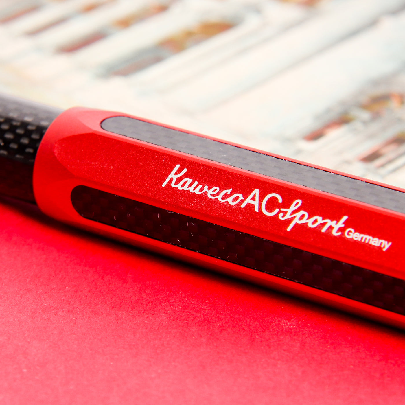 Kaweco AC Sport Red Fountain Pen Solid Aluminum And Genuine Carbon