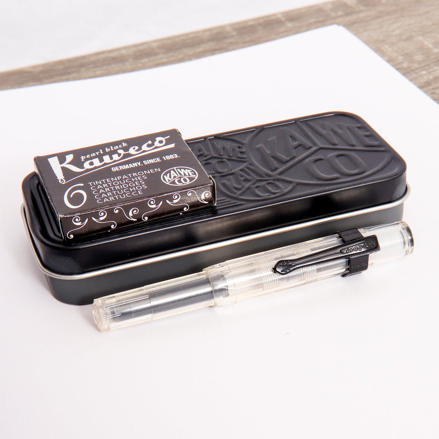 Kaweco Sport Black Crystal Fountain Pen With Ink Cartridges Clip And Case