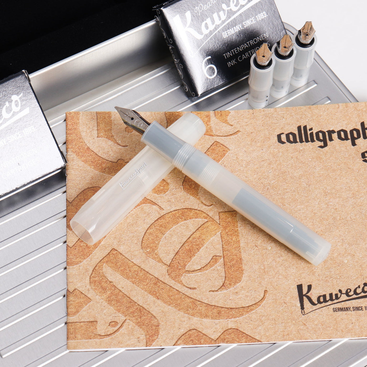 Kaweco Sport Natural Coconus Large Fountain Pen Calligraphy Set Clear Pen