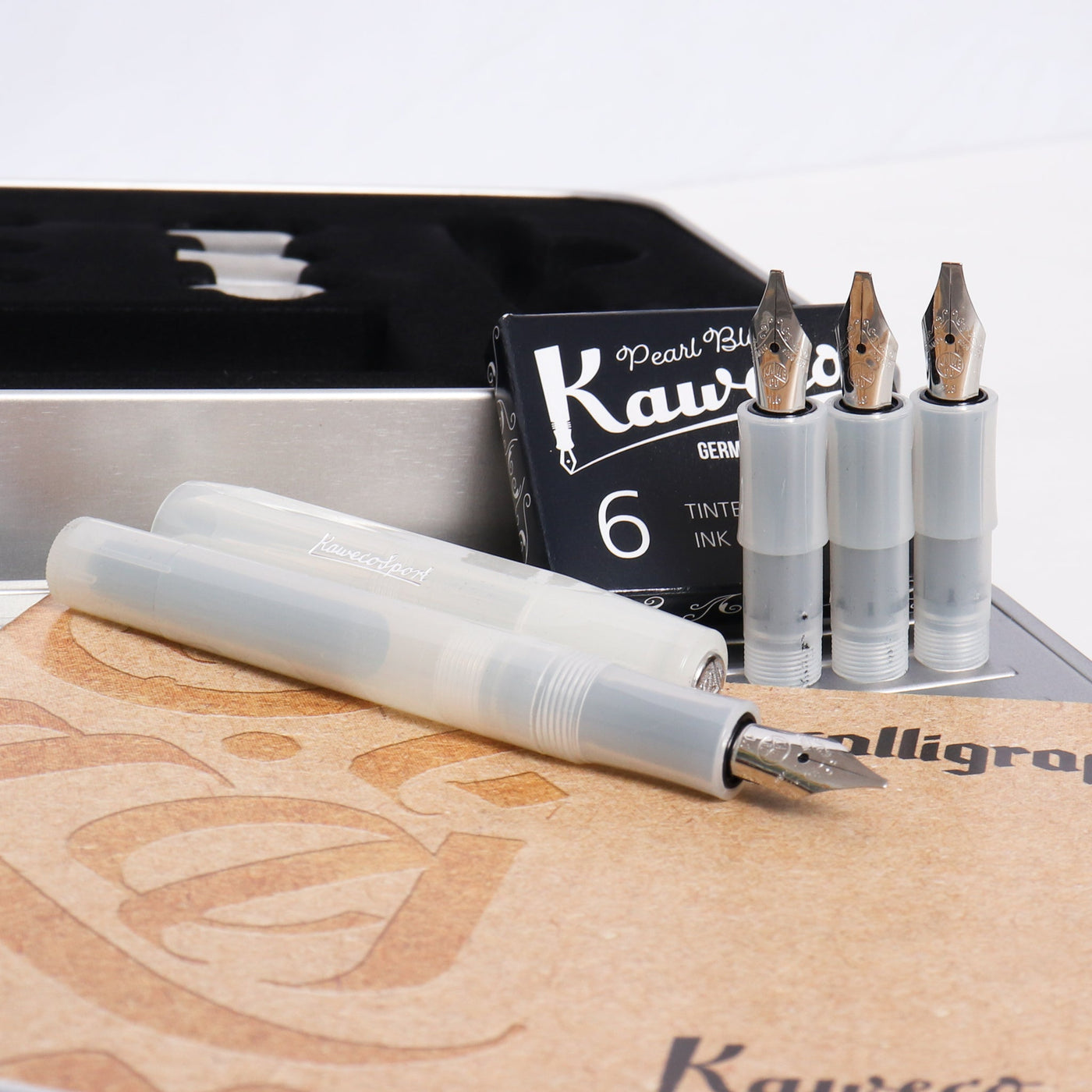 Kaweco Frosted Calligraphy Sport Pen Set - Natural Coconut - 4 Nib Sizes