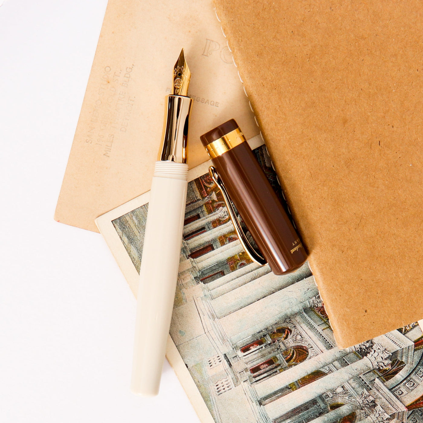 Kaweco Student 20s Jazz Brown Fountain Pen Brown Ivory And Gold