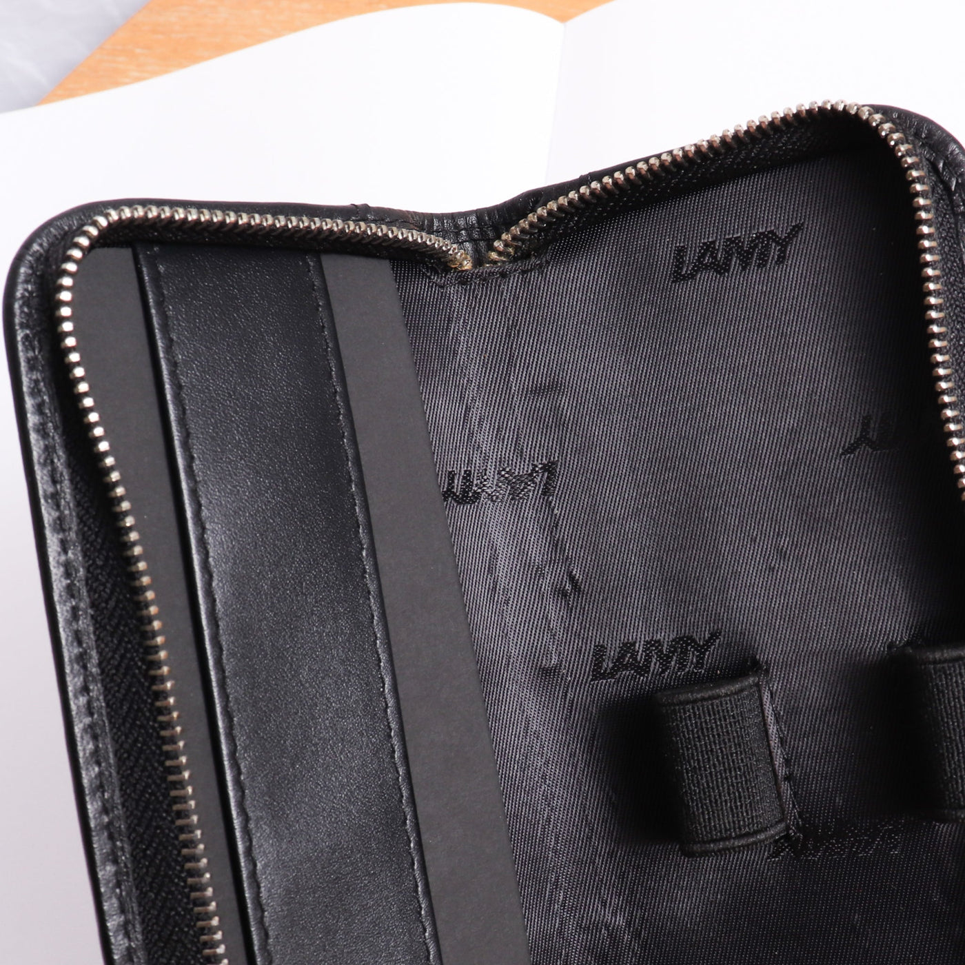 LAMY Leather Two Pen Zip Case Inside Case