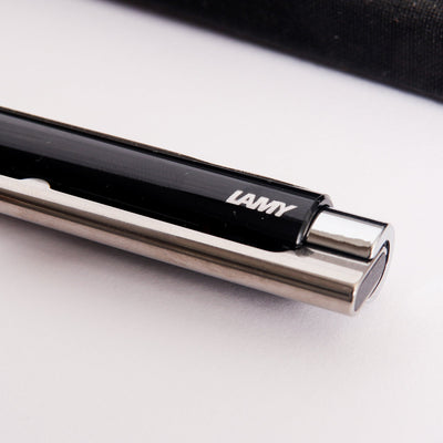 LAMY-Logo-M+-Black-Gloss-Ballpoint-Pen-Steel-Polished-Trim