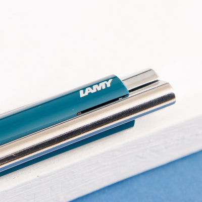 LAMY-Logo-M+-Petrol-Gloss-Ballpoint-Pen-Steel-Polished-Trim