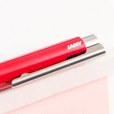 LAMY-Logo-M+-Raspberry-Gloss-Ballpoint-Pen-Steel-Polished-Trim