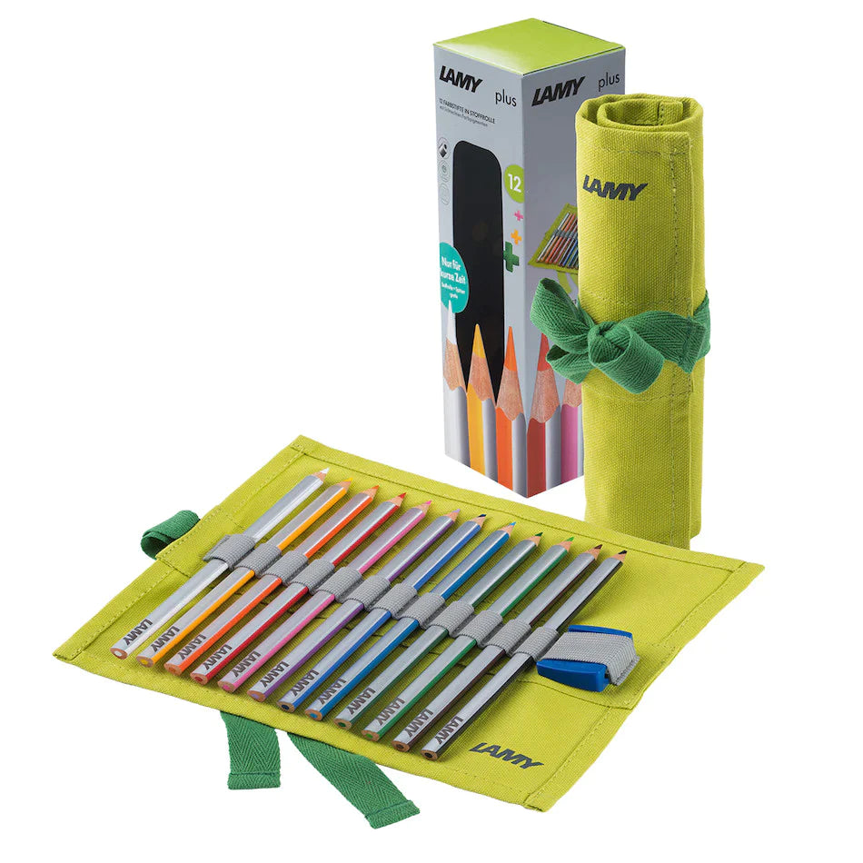 LAMY Plus Colored Pencils with Green Cloth Roll - Pack of 12