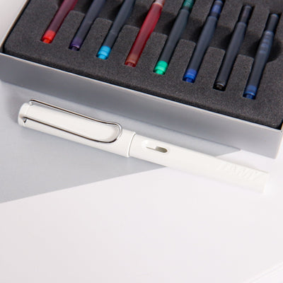 LAMY-Safari-White-Fountain-Pen-&-Ink-Cartridges-Gift-Set