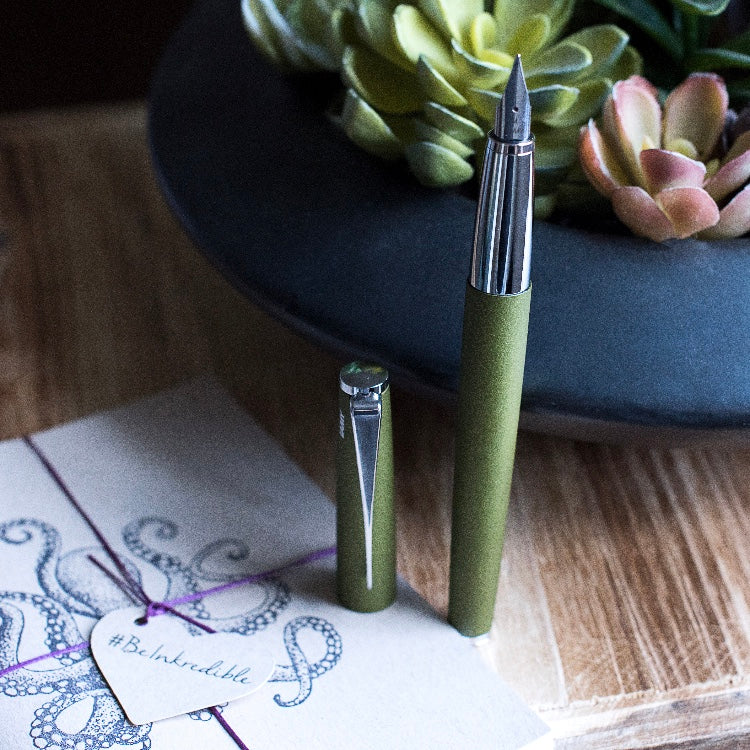 Olive Green Studio Fountain Pen Made By LAMY - Balanced And Upright
