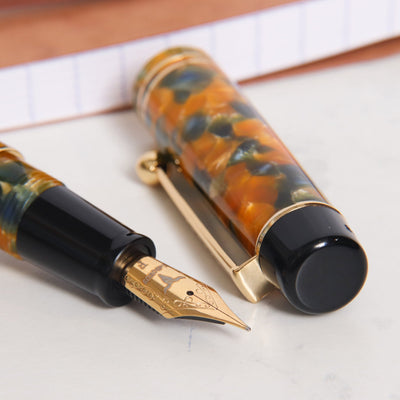 Leboeuf Pilgrim Amber Navy Pearl Fountain Pen Nib Details