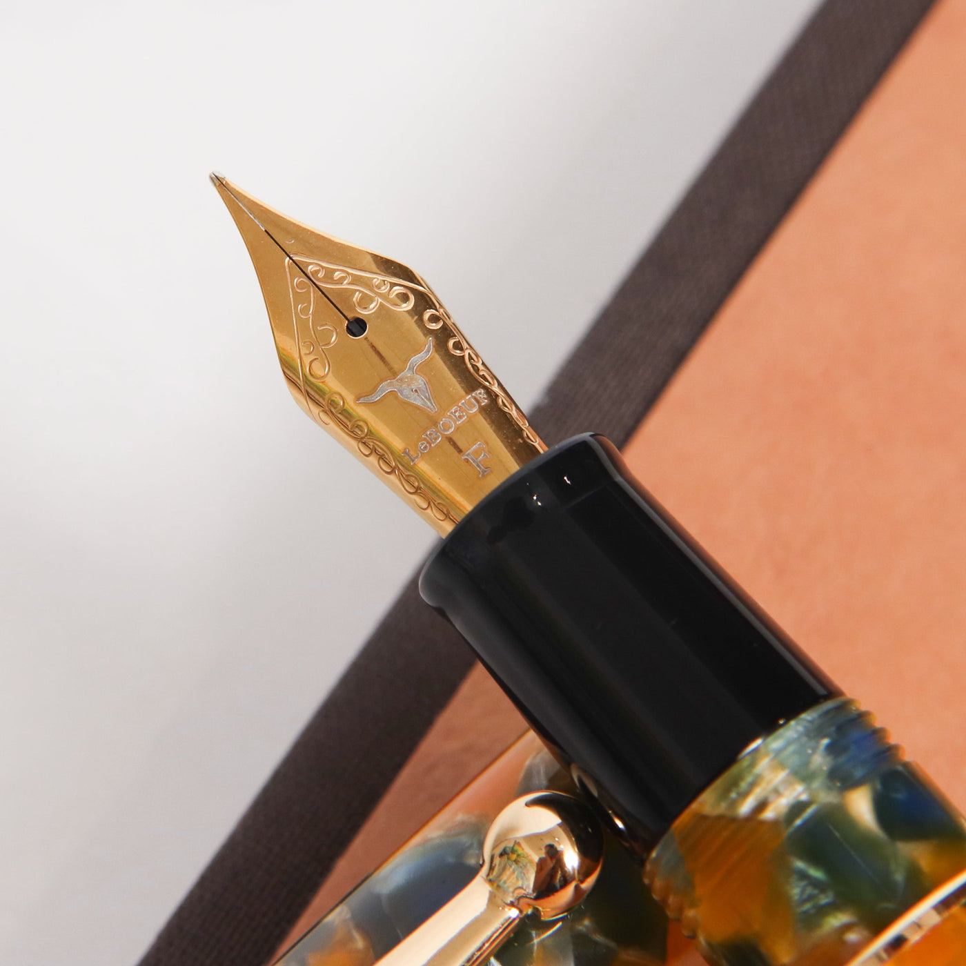 Leboeuf Pilgrim Amber Navy Pearl Fountain Pen Nib