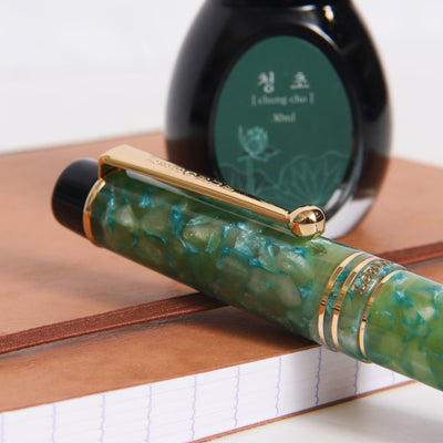 Leboeuf Pilgrim Marine Green Marble Fountain Pen Clip