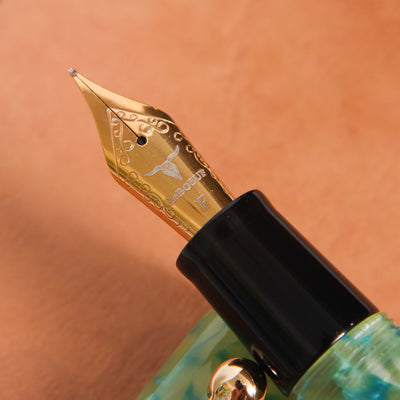 Leboeuf Pilgrim Marine Green Marble Fountain Pen Nib