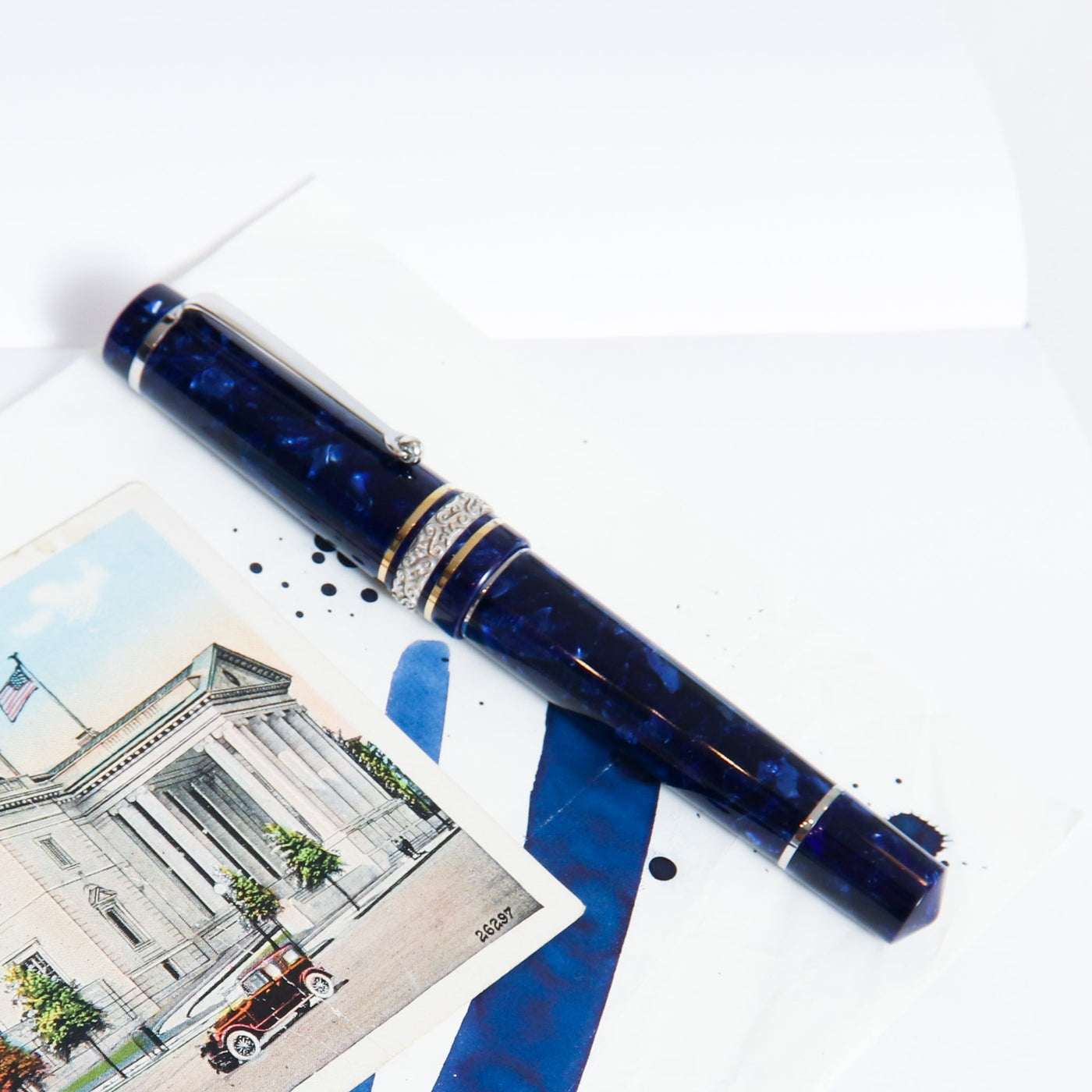 Maiora Alpha Capri Palladium Fountain Pen Blue