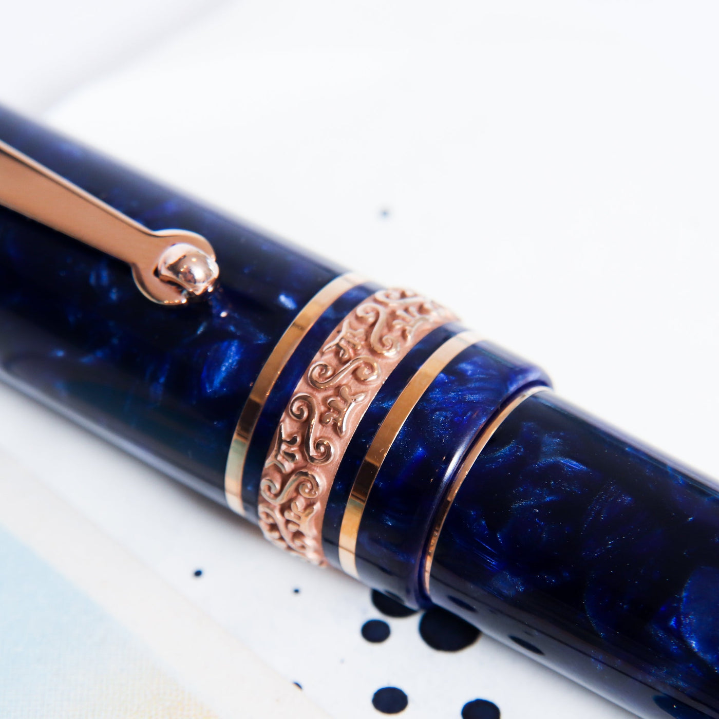 Maiora Alpha Capri Rose Gold Fountain Pen Sterling Silver Trim