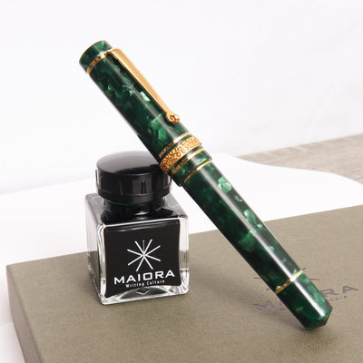 Maiora Alpha Smeraldo Gold Trim Limited Edition 38 Fountain Pen With Bottle of Ink