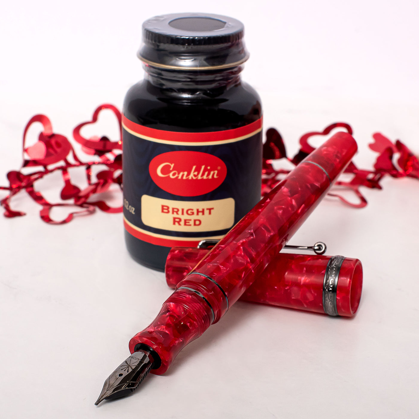 Maiora Aventus Amore Red & Ruthenium Trim Fountain Pen