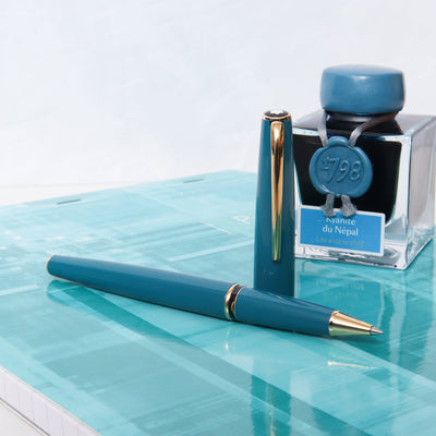 Montblanc Generation Turquoise & Gold Rollerball Pen - Preowned Uncapped