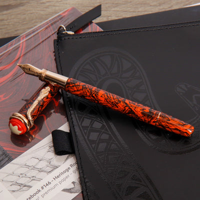 Montblanc Heritage Collection Rouge et Noir Marble Fountain Pen & Notebook Set Marbled Details