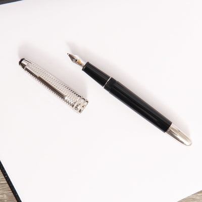 Montblanc-Meisterstuck-145-Solitaire-Doue-Geometry-Fountain-Pen-Black-Resin-With-Silver-Trim