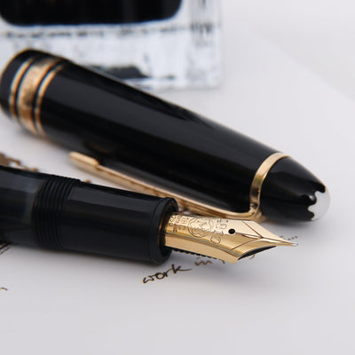 Montblanc Meisterstuck 146 Black & Gold LeGrand Fountain Pen 18k Nib - Preowned Nib Details