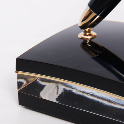 Montblanc Meisterstuck 146 Black & Gold LeGrand Crystal Desk Set Preowned Clear Center