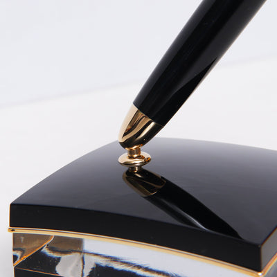 Montblanc Meisterstuck 146 Black & Gold LeGrand Crystal Desk Set Preowned Details