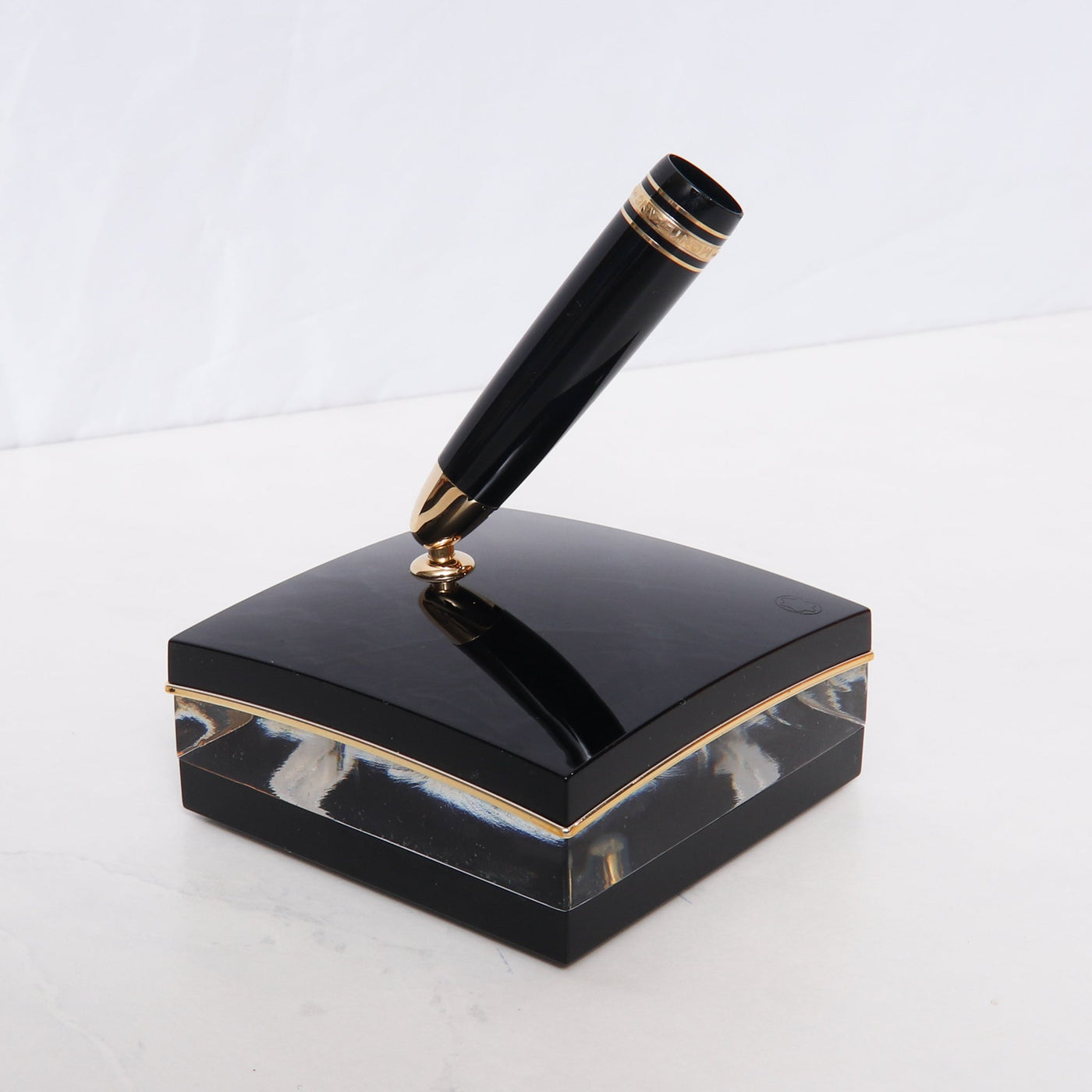 Montblanc Meisterstuck 146 Black & Gold LeGrand Crystal Desk Set Preowned Empty