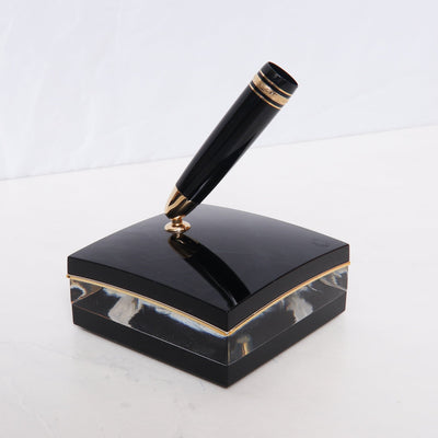 Montblanc Meisterstuck 146 Black & Gold LeGrand Crystal Desk Set Preowned Empty
