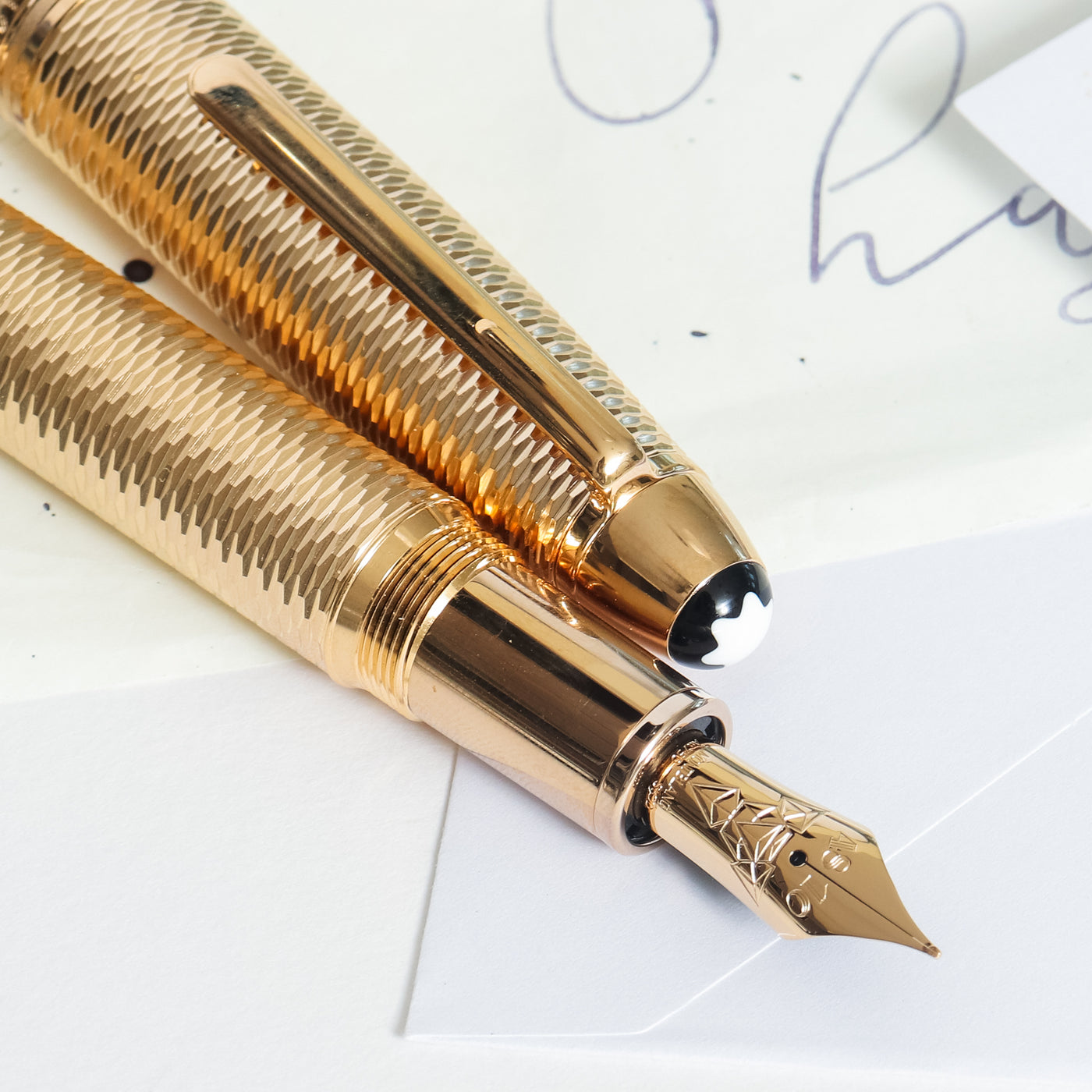 Montblanc Meisterstück 146 Solitaire Geometry Champagne Gold LeGrand Fountain Pen