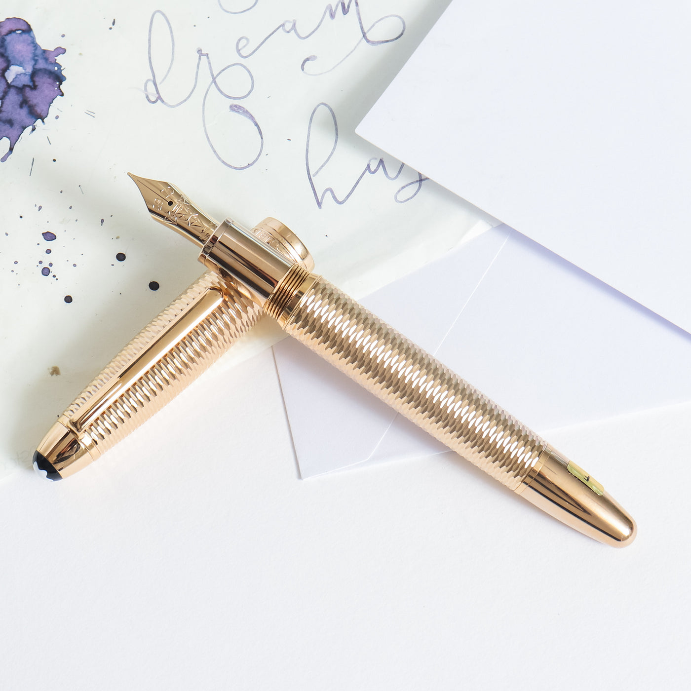 Montblanc Meisterstück 146 Solitaire Geometry Champagne Gold LeGrand Fountain Pen