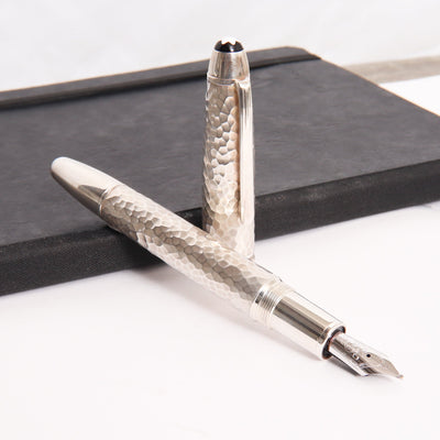Montblanc-Meisterstuck-146-Solitaire-MartelŽ-Sterling-Silver-LeGrand-Fountain-Pen-Uncapped