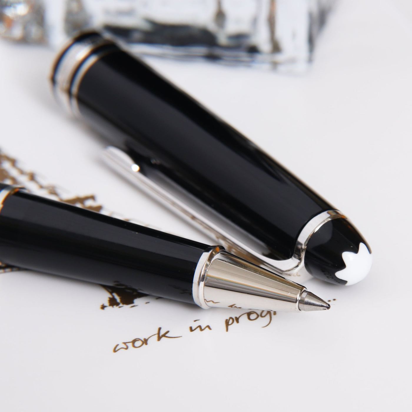 Montblanc Meisterstuck 163P Black & Platinum Rollerball Pen - Preowned Tip Details