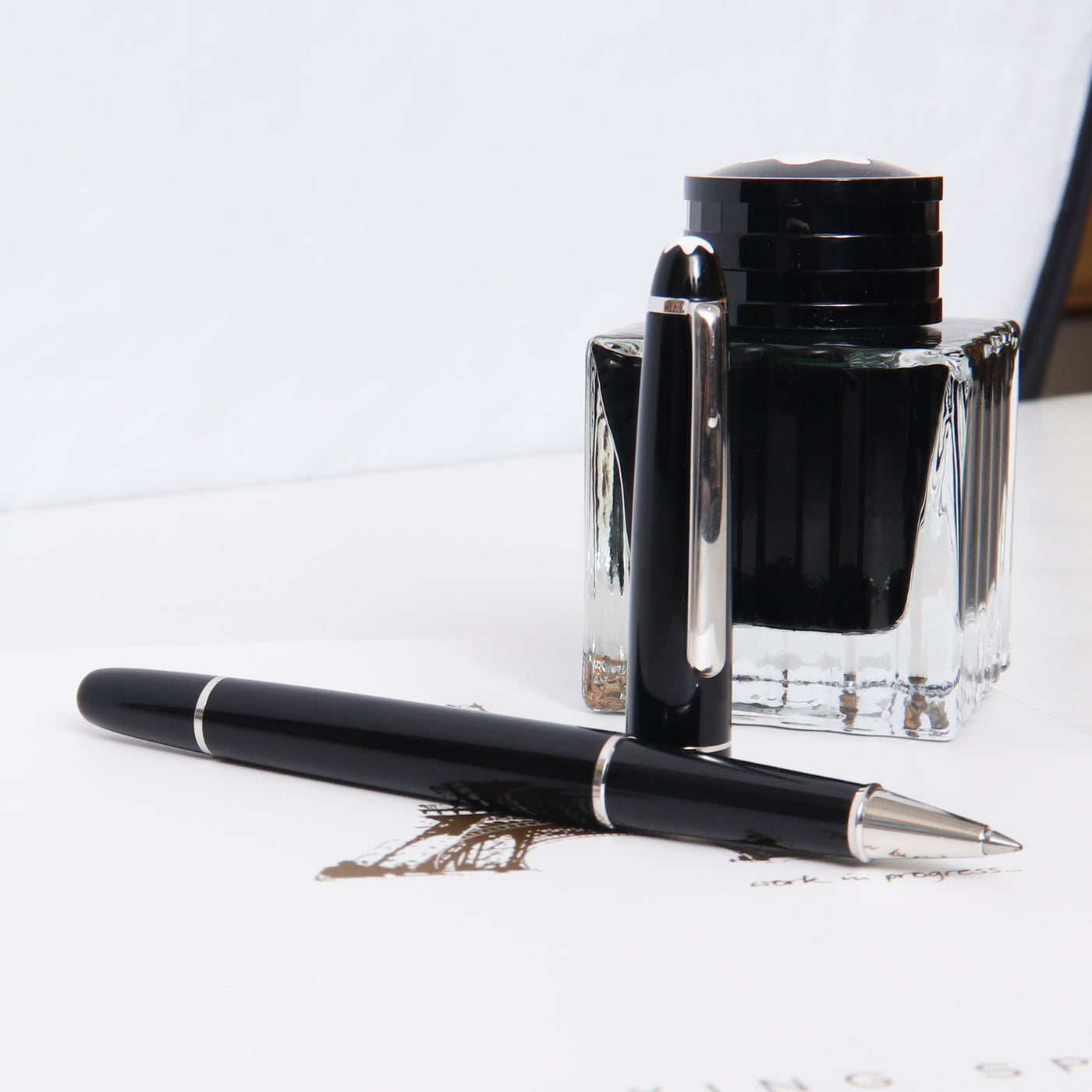 Montblanc Meisterstuck 163P Black & Platinum Rollerball Pen - Preowned Uncapped