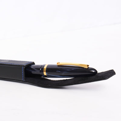 Montegrappa Black Leather with Blue Stitching One Pen Case Preowned Details