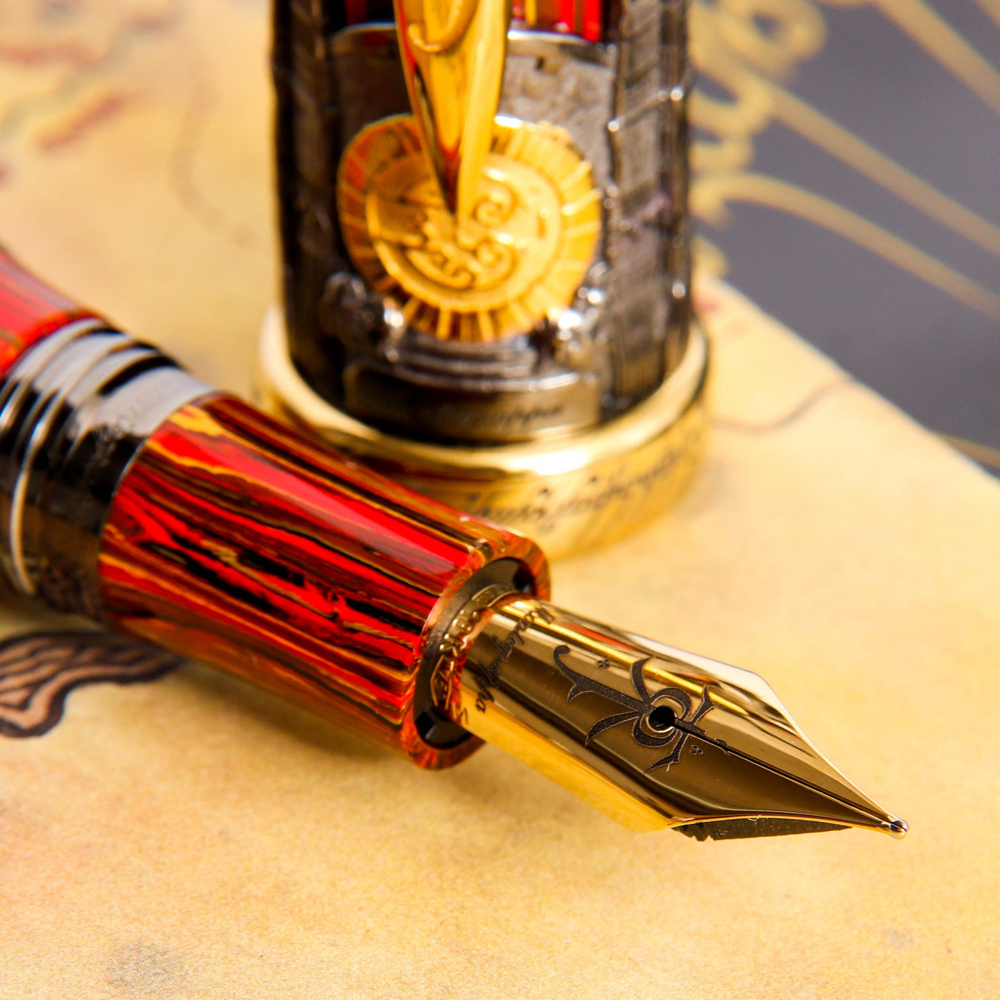 Montegrappa Lord of the Rings Doom Fountain Pen18K Gold Nib Details