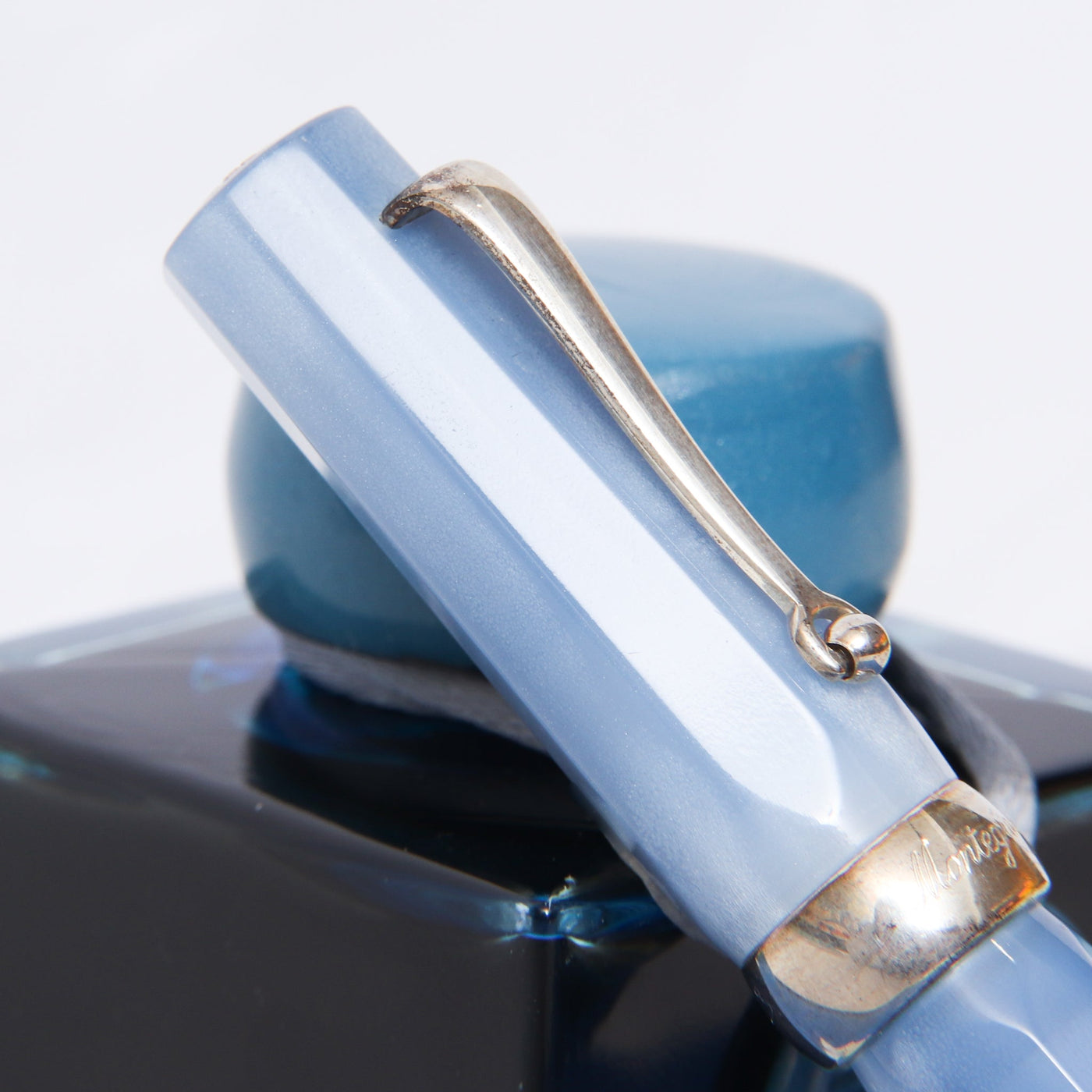 Montegrappa Micra Light Blue Fountain Pen - Preowned Clip