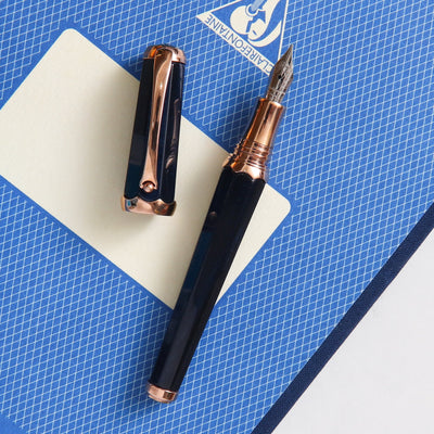 Montegrappa Piccola Navy Blue & Rose Gold Fountain Pen - Preowned Lacquer