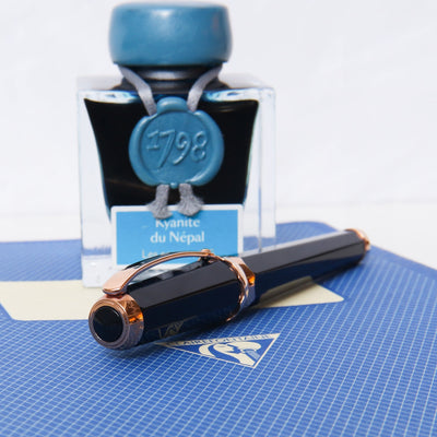 Montegrappa Piccola Navy Blue & Rose Gold Fountain Pen - Preowned Top of Cap