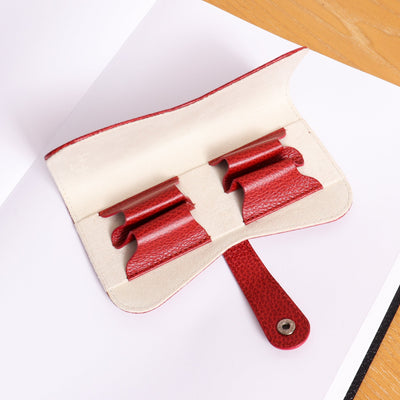 Montegrappa Red Leather Two Pen Pouch Inside