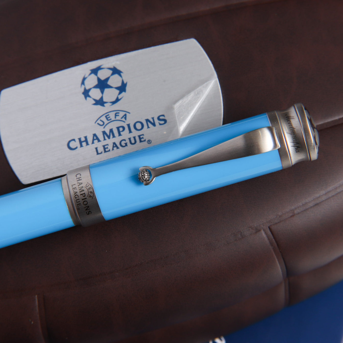 Montegrappa UEFA Champions League Light Blue Fountain Pen Logo