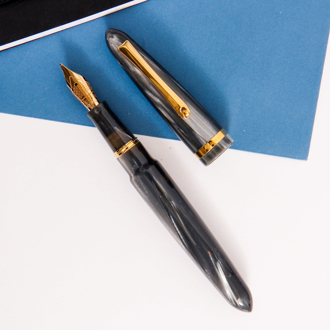 Montegrappa-Venetia-Celluloid-Pearl-Grey-With-Gold-Trim