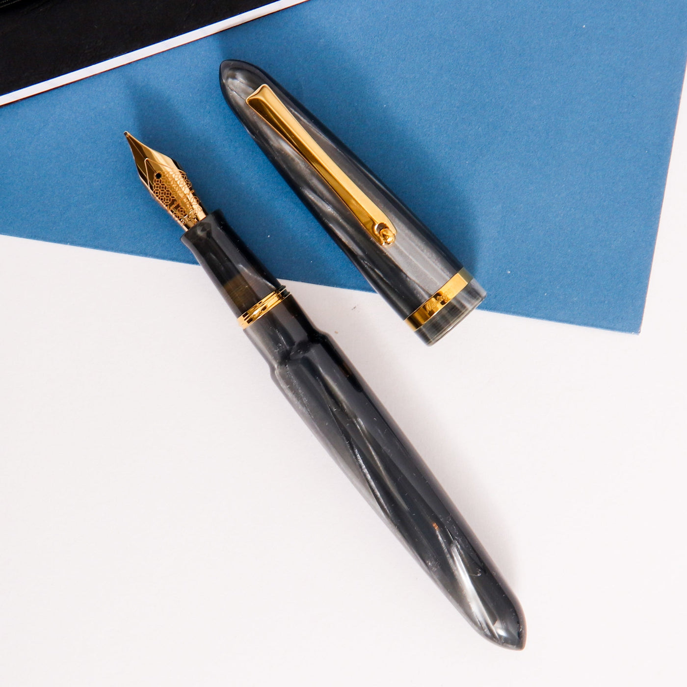 Montegrappa-Venetia-Celluloid-Pearl-Grey-With-Gold-Trim