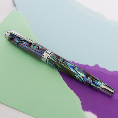 Monteverde-Invincia-Deluxe-Abalone-&-Chrome-Fountain-Pen-New-Zealand-Shell-Barrel