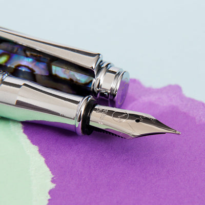 Monteverde-Invincia-Deluxe-Abalone-&-Chrome-Fountain-Pen-Trim-Details