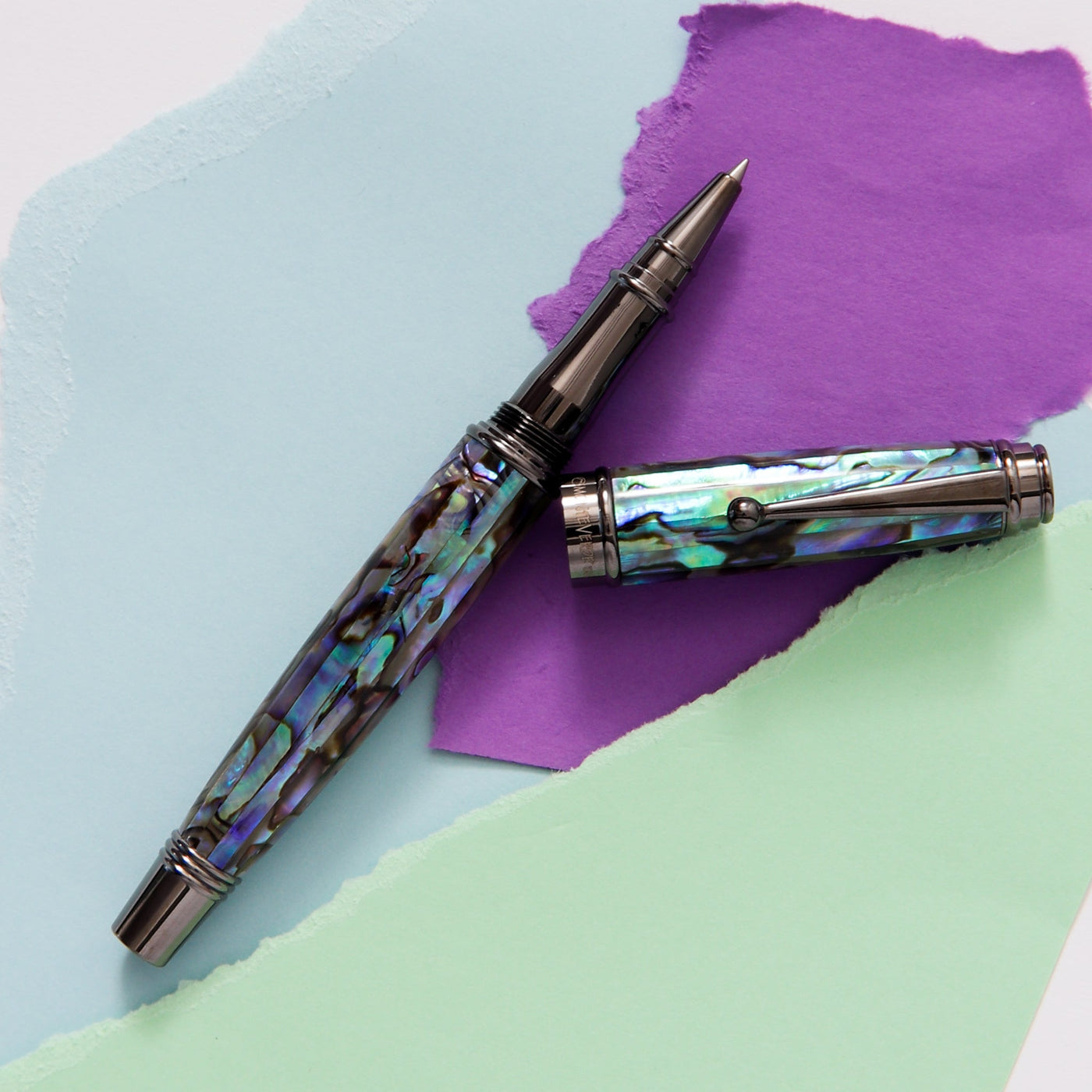 Monteverde-Invincia-Deluxe-Abalone-&-Gunmetal-Rollerball-Pen-Limited-Edition